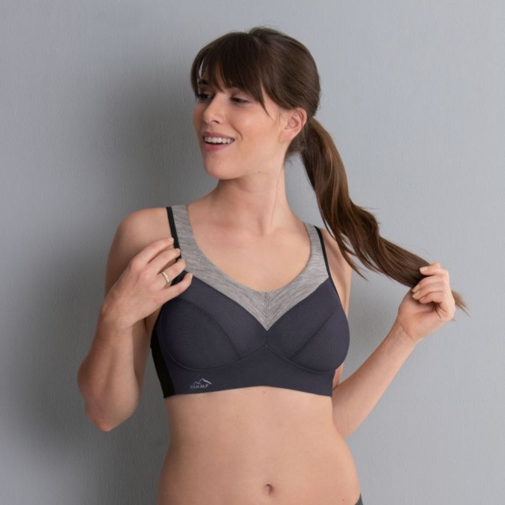 Anita PANALP WOOL - Sports bra, firm support 40E - anthracite/melange